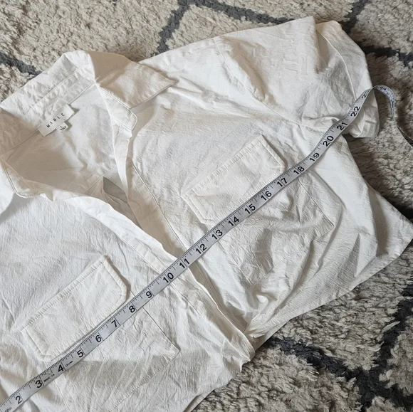 MABLE Brand Cropped Short Sleeve Button Down Large - Picture 3 of 8